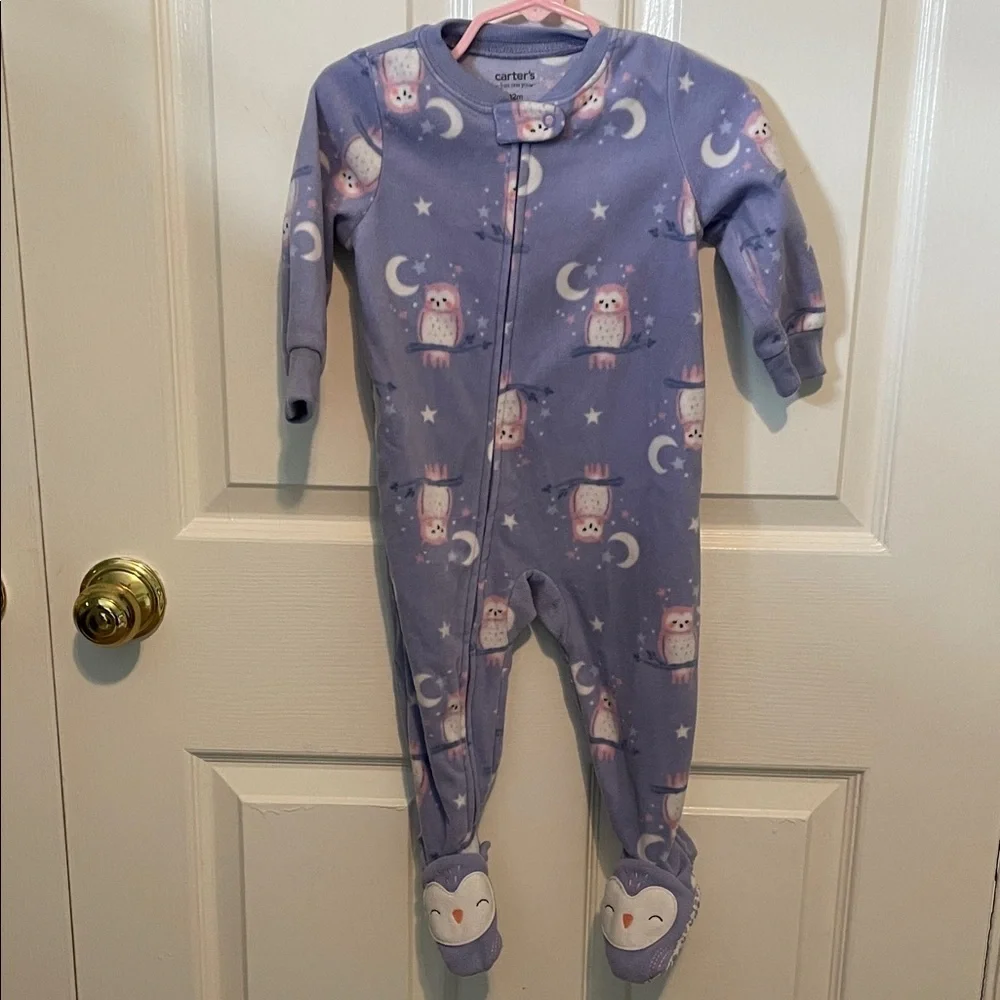 Bundle of 3 Carter's 12m Fleece Footie Pajamas